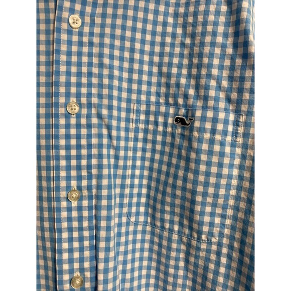 Vineyard Vines Men's Dress Shirt L Blue White Plaid Tucker Preppy College - Picture 7 of 15